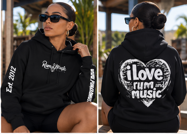 I LOVE RUM AND MUSIC Hoodie - Black