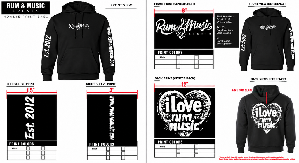 I LOVE RUM AND MUSIC Hoodie - Black