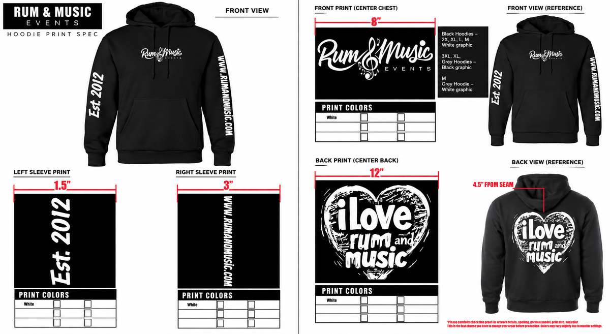 I LOVE RUM AND MUSIC Hoodie - Black