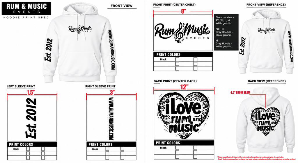 I LOVE RUM AND MUSIC Hoodie - White