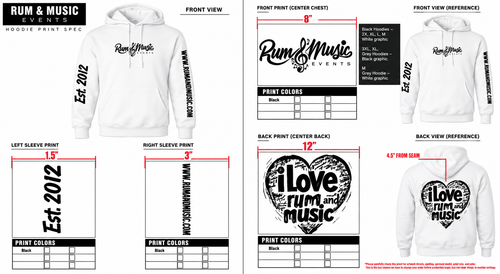 I LOVE RUM AND MUSIC Hoodie - White