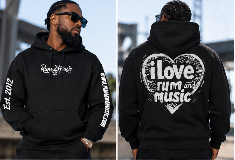 I LOVE RUM AND MUSIC Hoodie - Black
