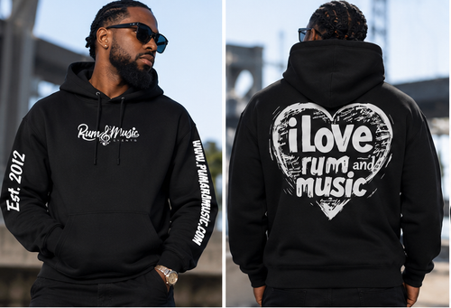 I LOVE RUM AND MUSIC Hoodie - Black