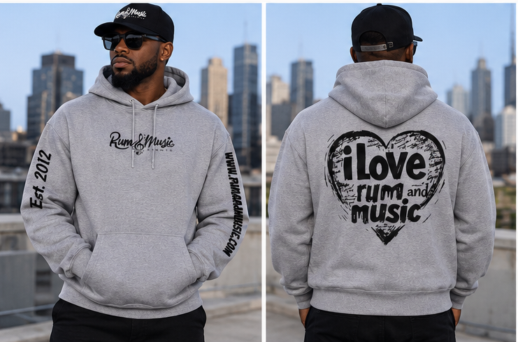 I LOVE RUM AND MUSIC Hoodie - Grey/Black