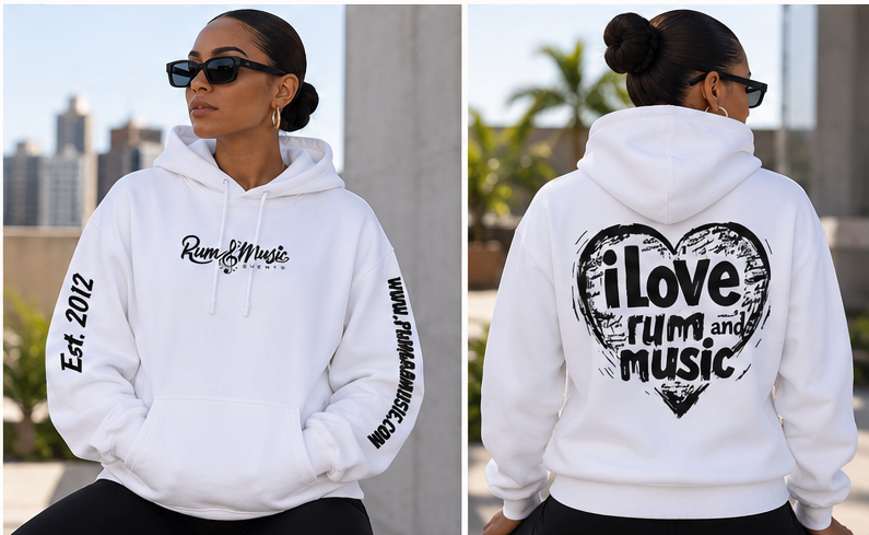 I LOVE RUM AND MUSIC Hoodie - White